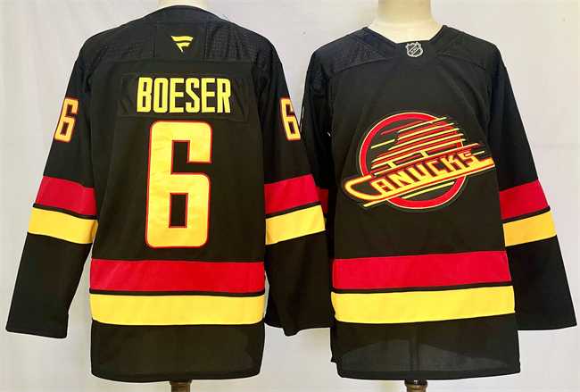 Men%27s Vancouver Canucks #6 Brock Boeser Black 2024-25 Alternate Stitched Hockey Jersey